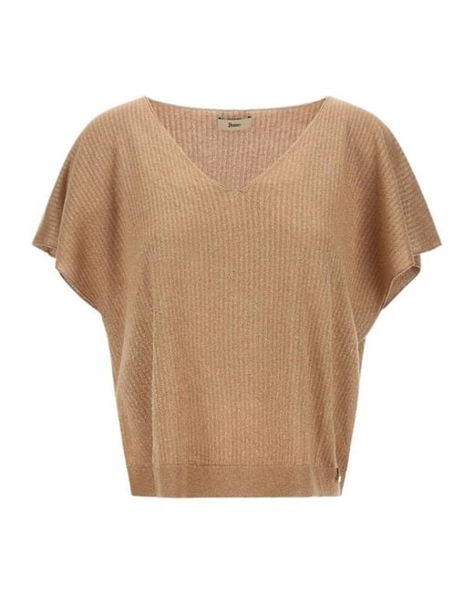 Herno Natural V-Neck Knit T-Shirt