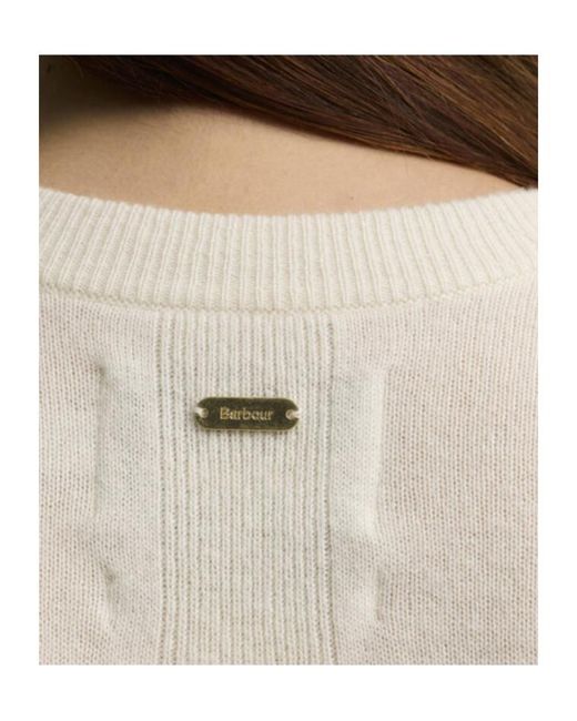 Barbour White Crew-Neck Pullover