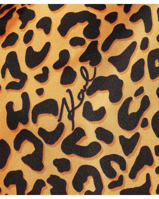 Karl Lagerfeld Brown Leopard-Print Backless Silk Blouse