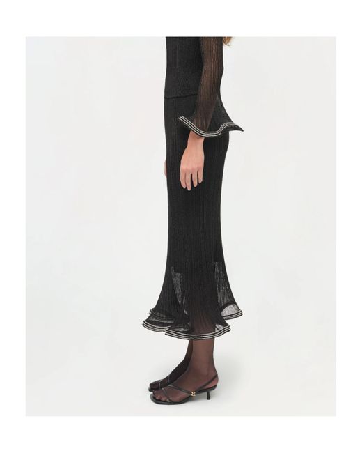Jonathan Simkhai Black Ruffled Midi Skirt