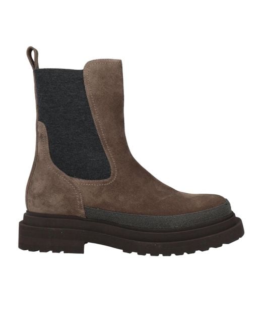 Brunello Cucinelli Brown Suede Chelsea Boots