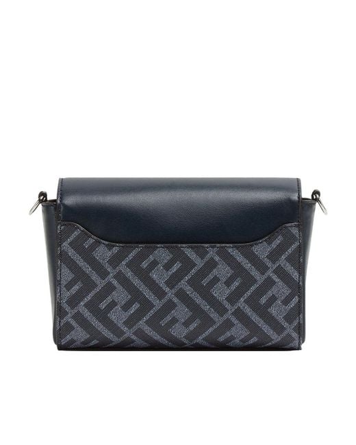 Fendi Blue Ff Squared Compact Messenger Bag for men