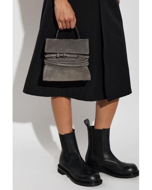 Moschino Gray Suede Handbag