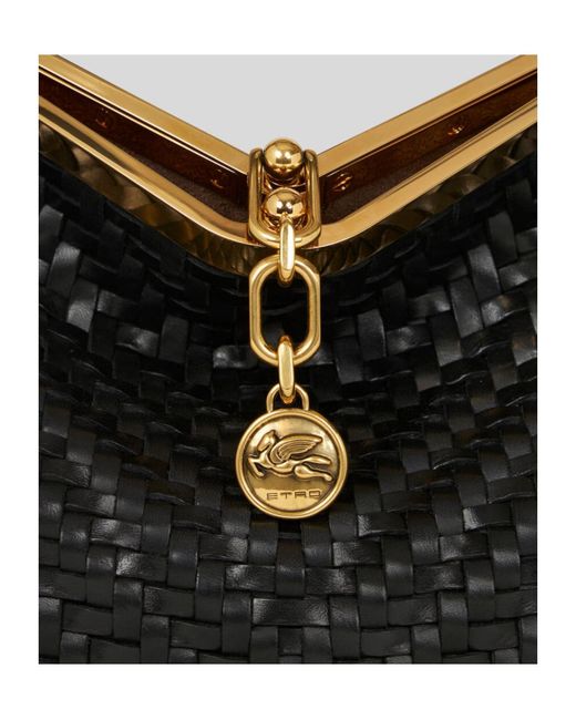 Etro Black Medium Woven Vela Shoulder Bag
