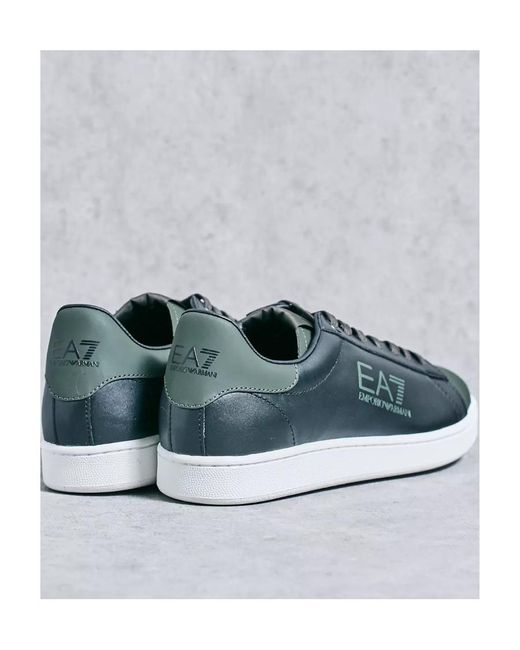EA7 Blue Logo-Lacing Casual Sneakers for men