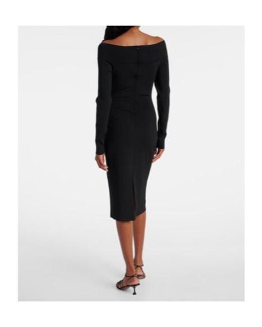 Stella McCartney Black Off-Shoulder Jersey Midi Dress