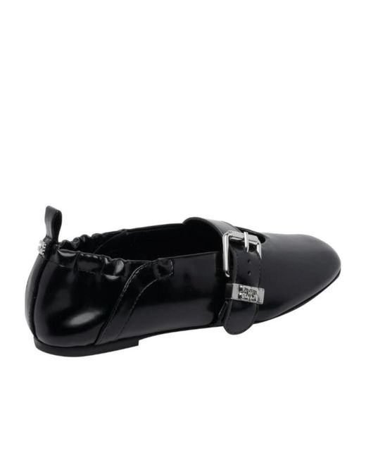 Ganni Black Buckled Flat Shoes