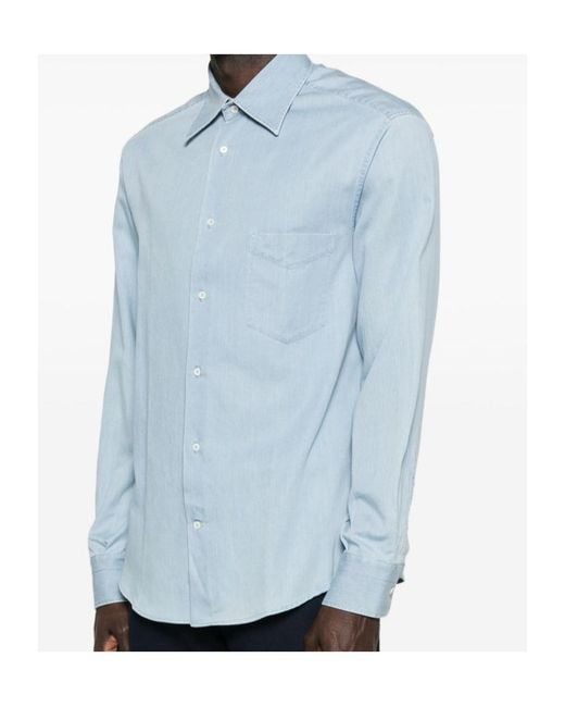 Brunello Cucinelli Blue Pocket Shirt for men