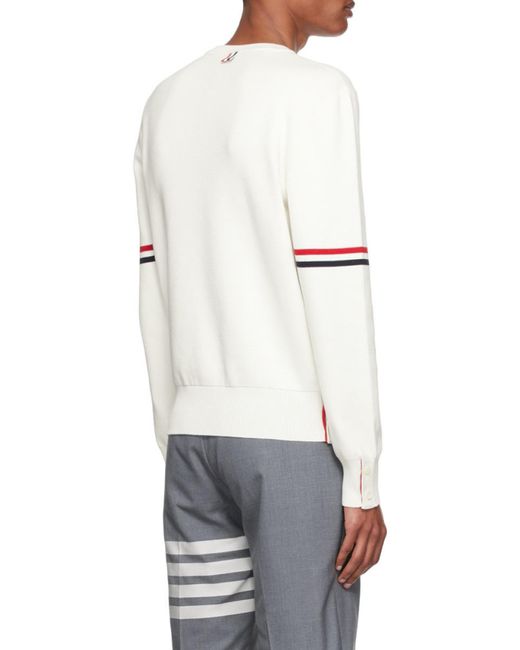 Thom Browne White Rwb Striped Knit Jumper for men