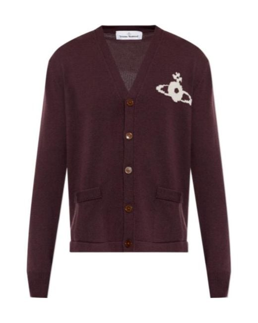 Vivienne Westwood Purple Long-Sleeve V-Neck Cardigan for men