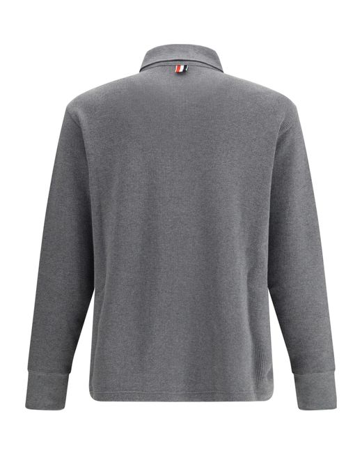 Thom Browne Gray Logo Patch Polo Shirt for men