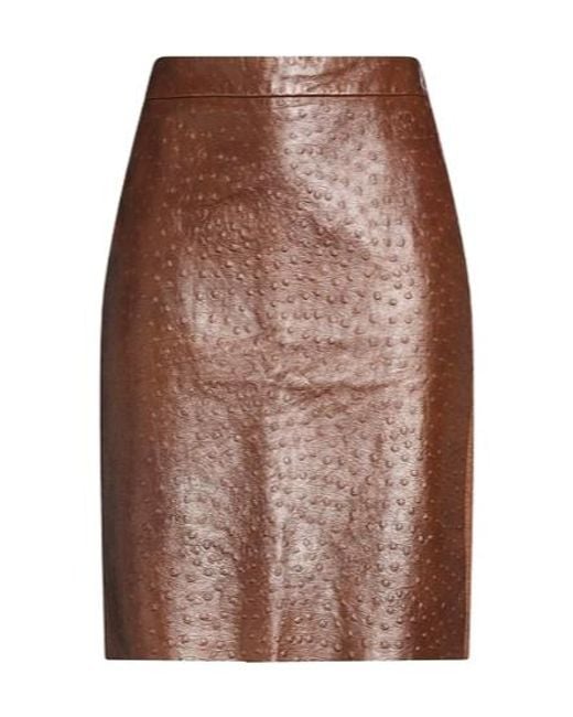 Max Mara Brown Ostrich Patterned Pencil Skirt