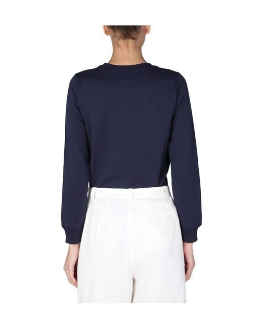 A.P.C. Blue Logo-Print Cotton Sweatshirt