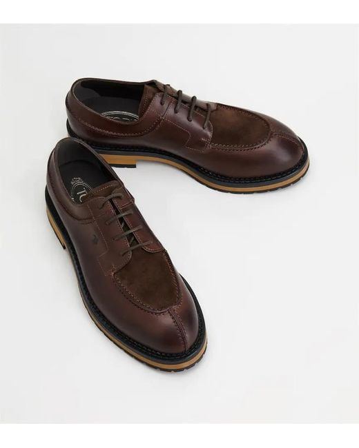 Tod's Brown Leather Lace-Up Oxford Shoes for men