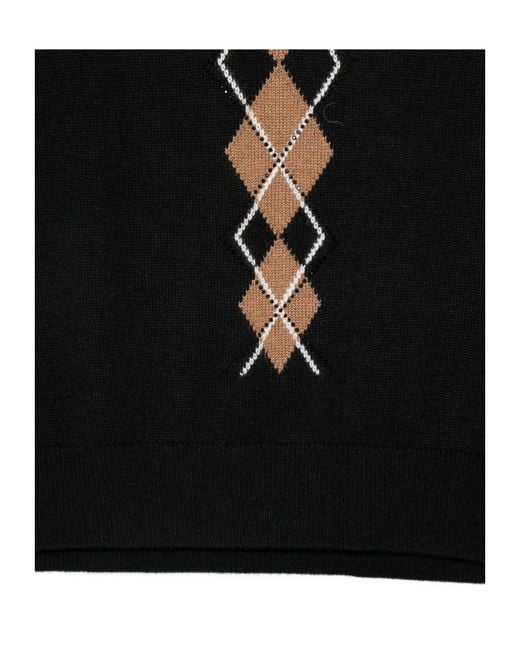 Liu Jo Black Argyle-Pattern Sleeveless Top