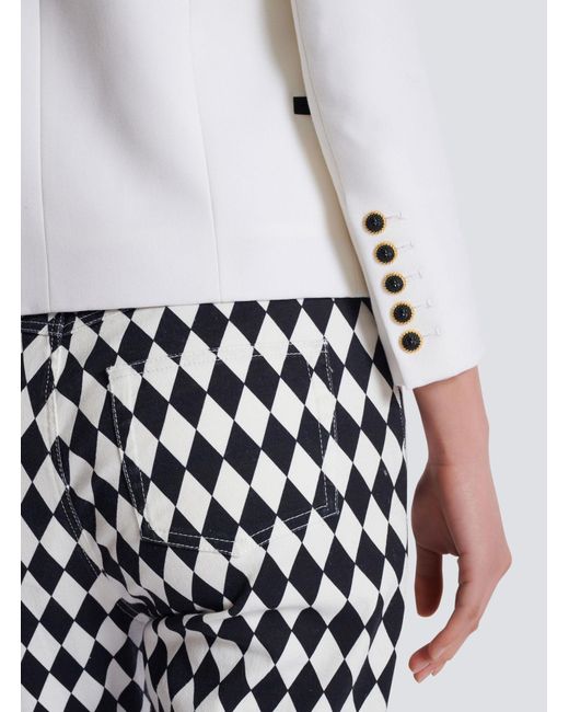 Balmain White Two-Tone Edge-To-Edge Jacket With 6 Buttons