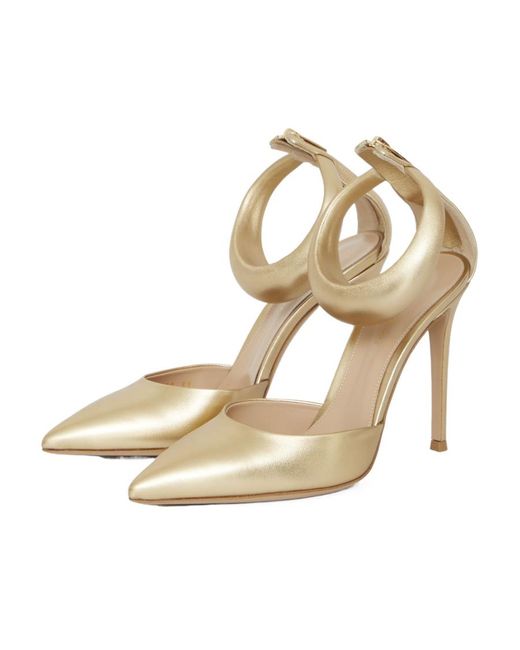 Gianvito Rossi Metallic Pointed-Toe Ankle-Strap Pumps