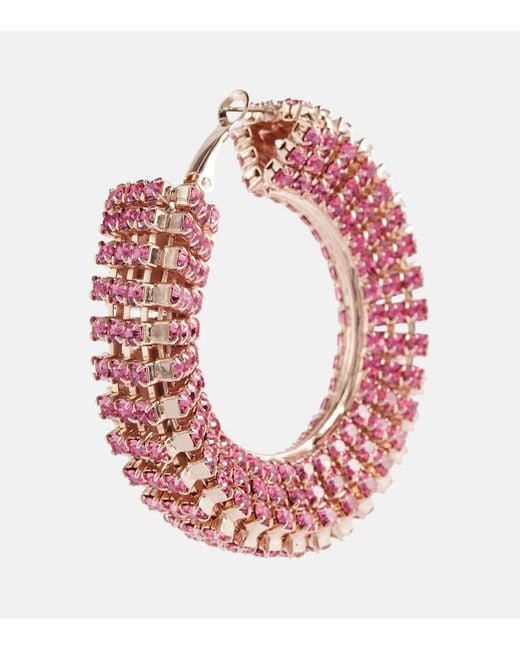 Magda Butrym Pink Crystal-Embellished Hoop Earrings