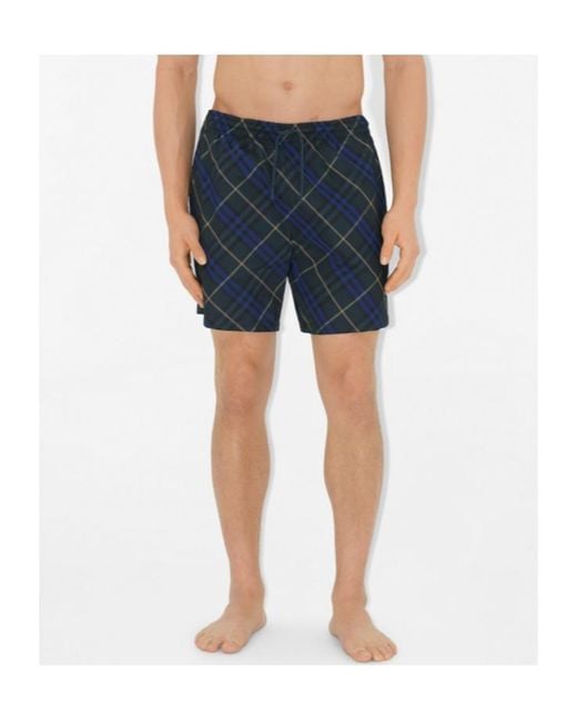 Burberry Blue Check Swim Shorts for men