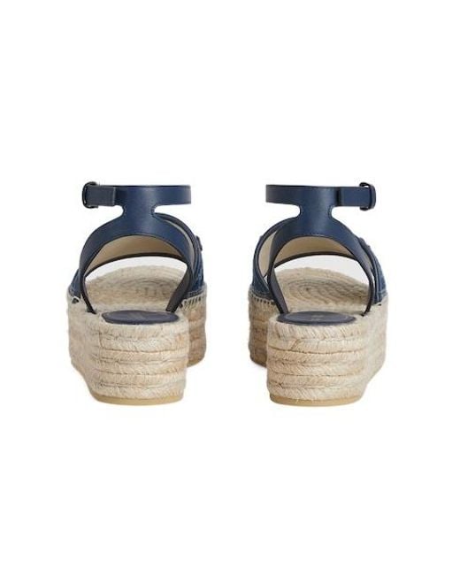 Gucci Blue Flatform Espadrille With Horsebit