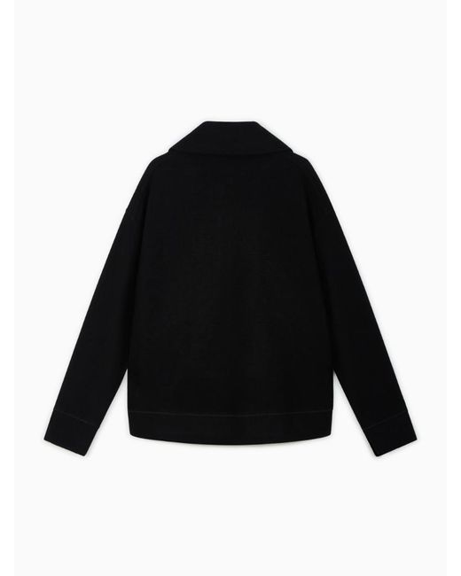 Jil Sander Black Front Zipped Felted Sweatshirt for men