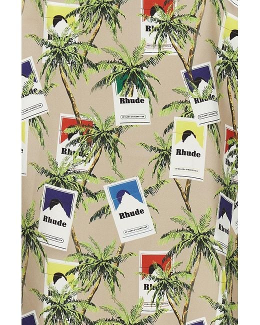 Rhude Green Cigarette-Printed Short-Sleeved Shirt for men