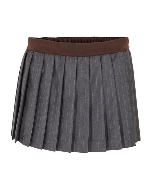 Miu Miu Gray Simple And Versatile Ruched Skirt