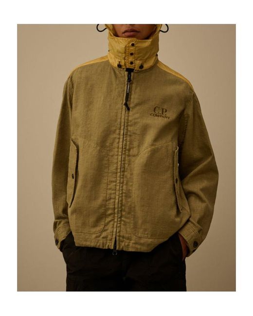 C P Company Green Goggle-Detail Rafia-R Jacket for men