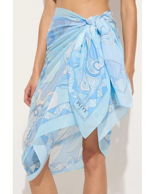 Emilio Pucci Blue Pucci Orchidee Printed Pareo