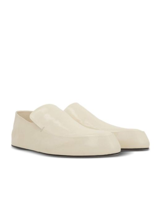 Jil Sander White Leather Loafers