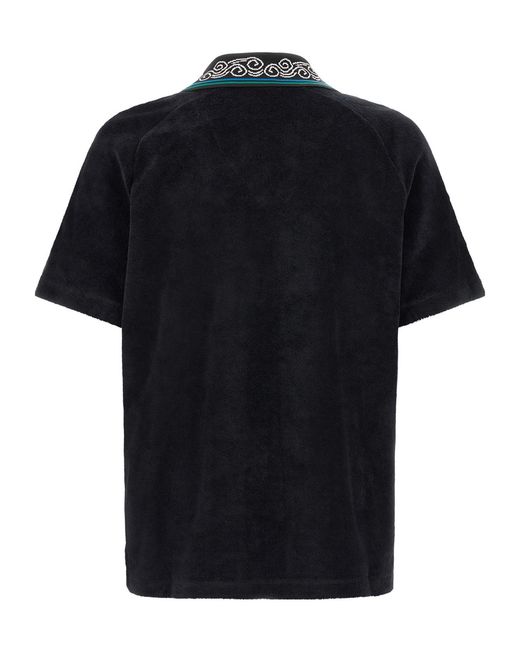 Casablanca Black 'Towelling' Jacquard Polo Shirt for men
