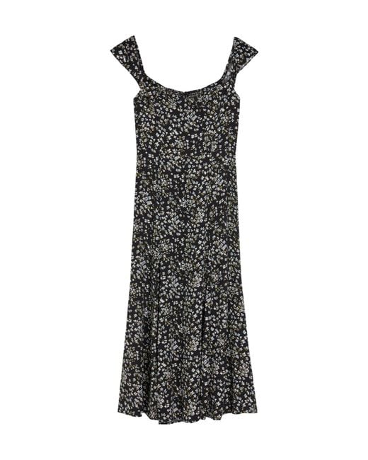 Reformation Black Floral Tea Dress