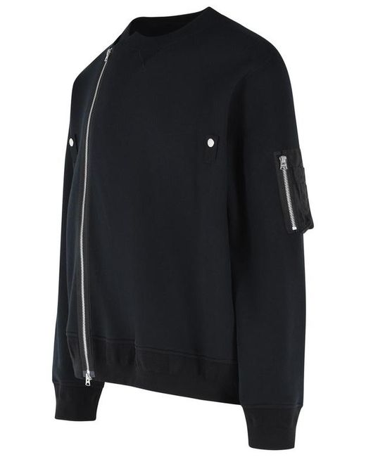 Sacai Black Long-Sleeve Sweatshirt for men
