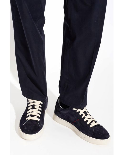 Kiton Blue Lace-Up Low-Top Sneakers for men