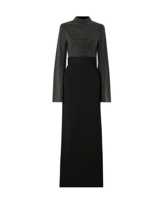 Solace London Black The Lolo Crystal-Embellished Crepe Gown