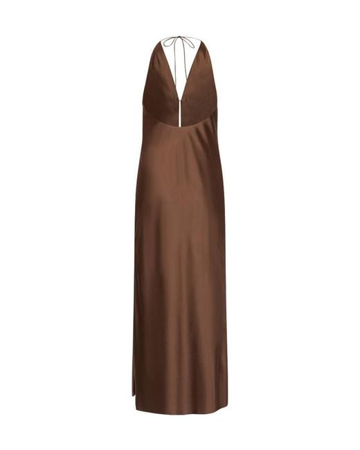 ROTATE BIRGER CHRISTENSEN Brown Chiffon Halter Dress