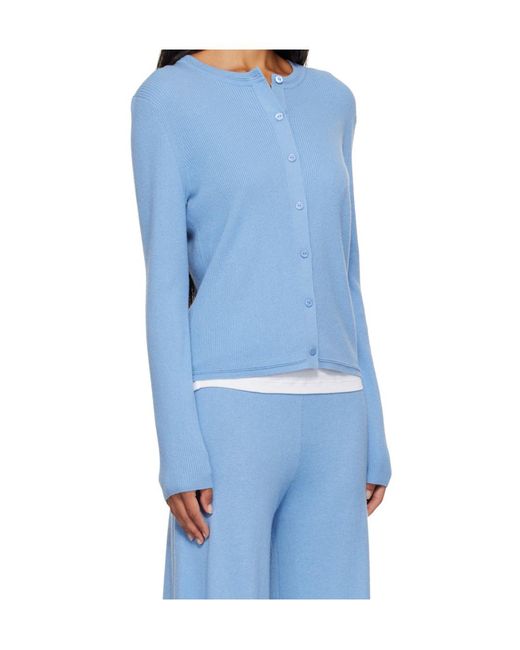 Lisa Yang Blue Crew-Neck Knit Cardigan