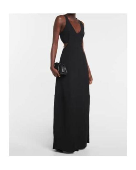 Victoria Beckham Black Hollow-Out Long Dress
