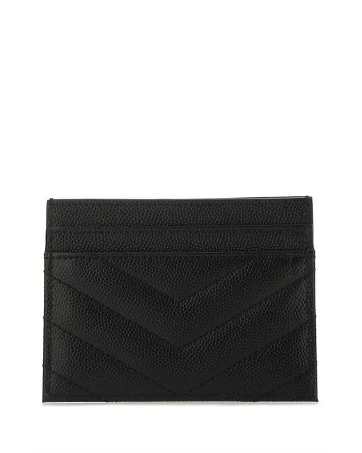 Saint Laurent Black Cassandre Matelassé Card Case