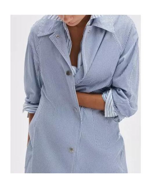 Rag & Bone Blue Striped Buttoned Coat