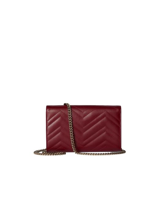 Gucci Red Logo Plaque Quilted Clutch Bag