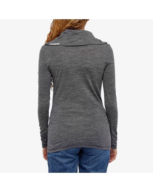 Jil Sander Gray Roll-Neck Knitted Top