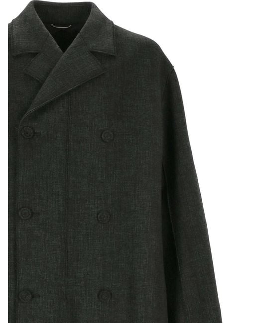 Dior Black Homme Double-Breasted Long-Sleeved Coat for men