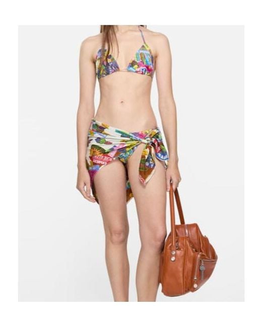 Acne White Graphic-Print Bikini