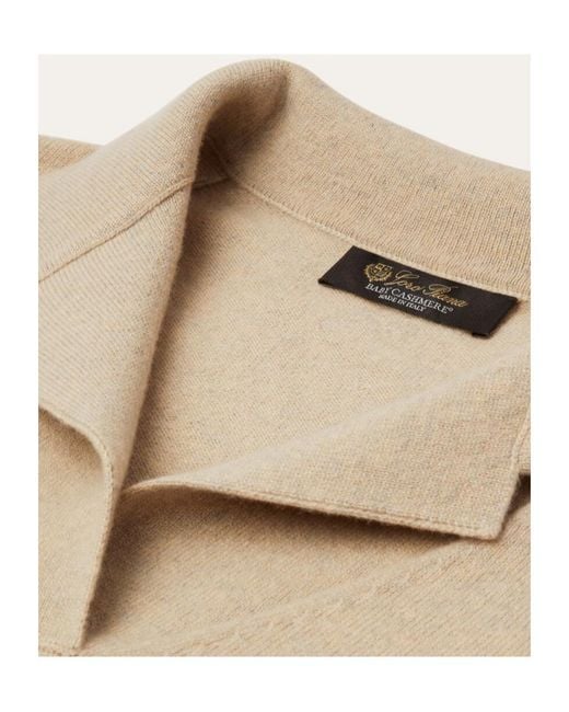 Loro Piana Natural Arona Knitted Polo Shirt