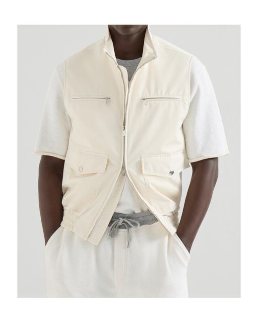 Brunello Cucinelli White Bonded Padded Gilet for men