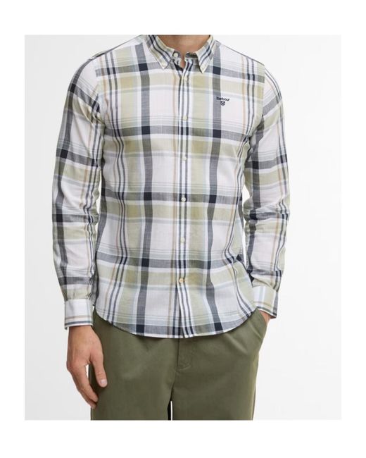 Barbour Gray Logo Plaid Shirt for men