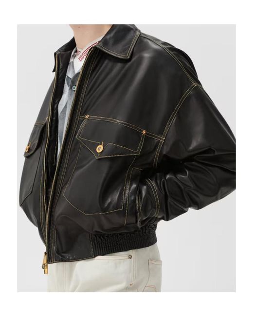 Versace Black Leather Jackets for men