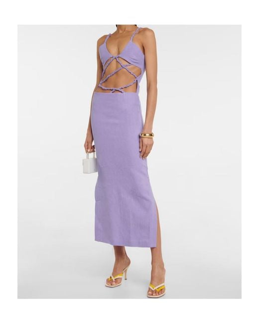 Christopher Esber Purple Pleated Cutout Dress