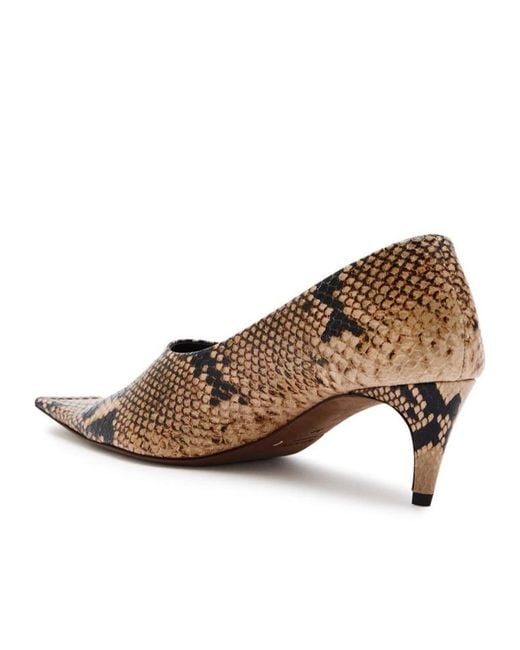 Khaite Brown Snake-Effect Leather Pumps